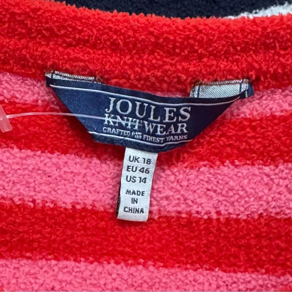 Joules Knitwear Seaport Red Multistriped Crewneck Sweater Women’s 14